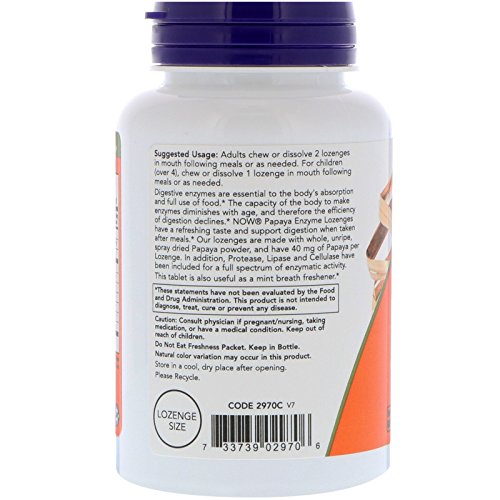 NOW Foods - Chewable Papaya Enzymes, 180 Lozenges