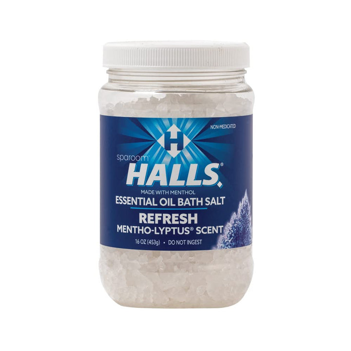 Halls Refresh Menthol with 100% Pure Essential Oils Aromatherapy Bath Salts, 16 oz, Eucalyptus, Menthol and Mentho-Lyptus Scent