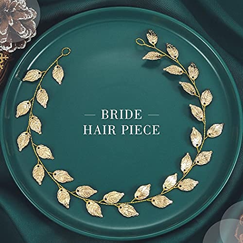 Bridalvenus Wedding Headband, Gold Leaf Bridal Headpieces For Bridesmaid And Flowergirls (15.7 Inches)
