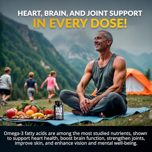 Wild Foods Omega 3 Fish Oil Supplement, 120 Capsules (1 pk) | Wild Caught, Burpless, Odorless, Non-GMO, Gluten Free | DPA, DHA, EPA Triple Strength Heart & Joint Nutrition for Women & Men