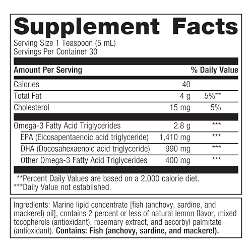 Metagenics OmegaGenics Fish Oil EPA-DHA 2400 mg - Fish Oil Supplement - Supports Heart Health & Immune Function* - Lemon Flavor - Non-GMO & Gluten-Free - 30 Servings