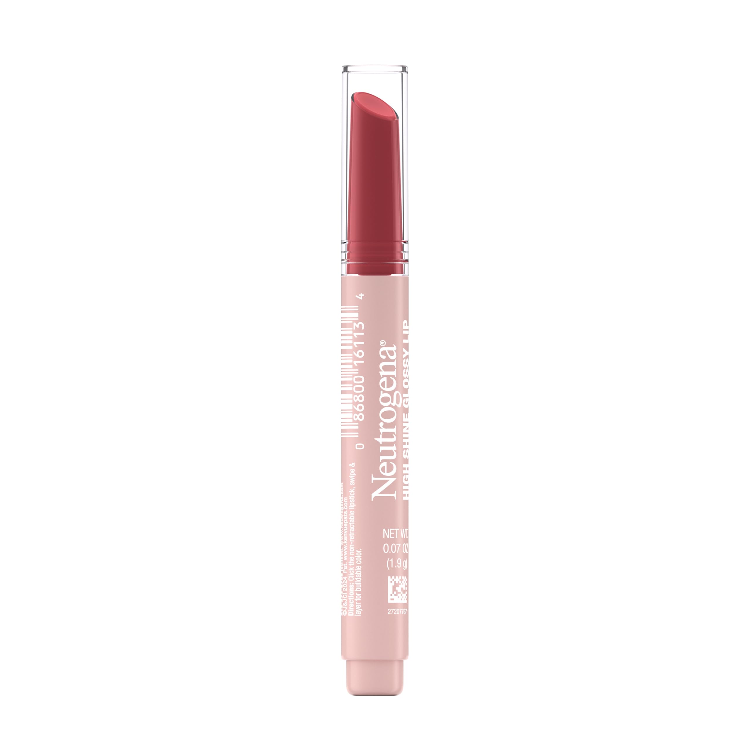 Neutrogena High Shine Glossy Lip with Maracuja Oil + Vitamins & Antioxidant Vitamin E, Nourishing Glossy Lip, Non-Retractable, Pigmented For Buildable Color, Sweet Raspberry, 0.07 oz