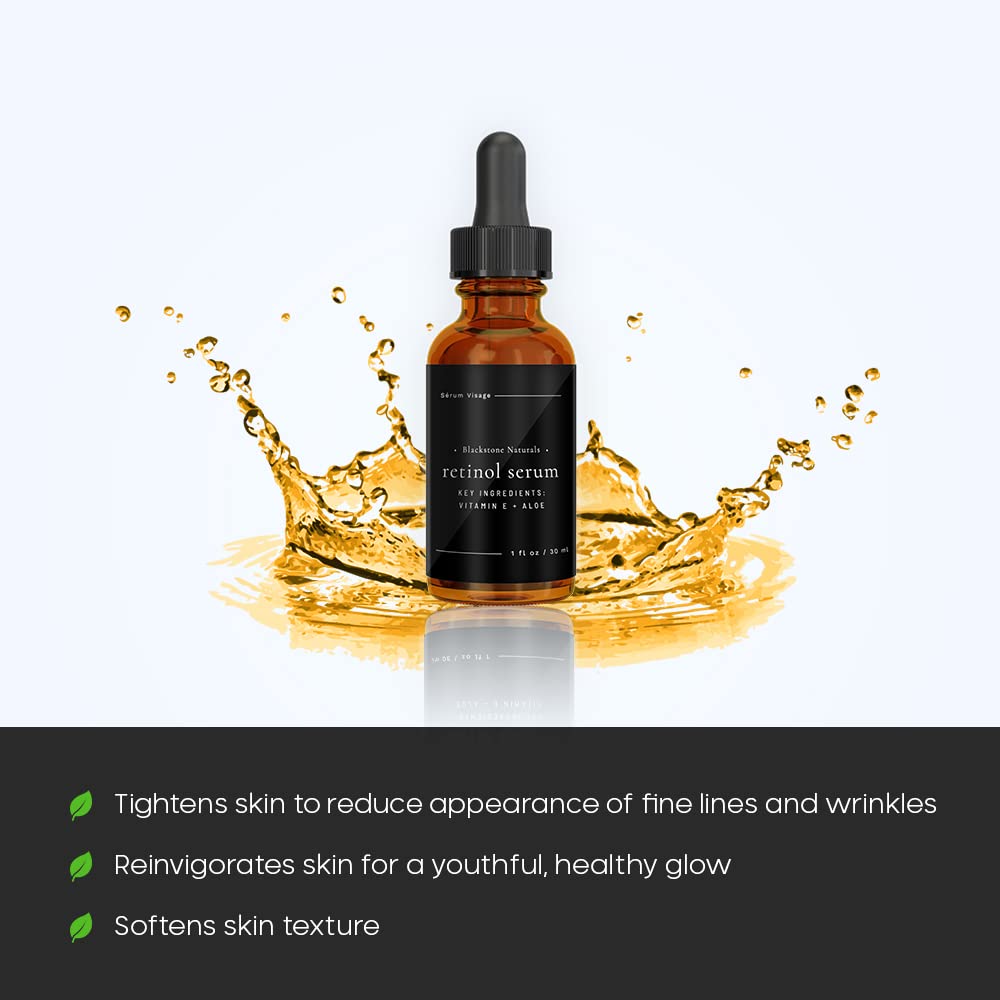 Blackstone Age Defying Facial Serum Set | Vitamin-C, Retinol, Hyaluronic Acid (3 Pack) for Day and Night Beauty Regimen - All Natural and Moisturizing