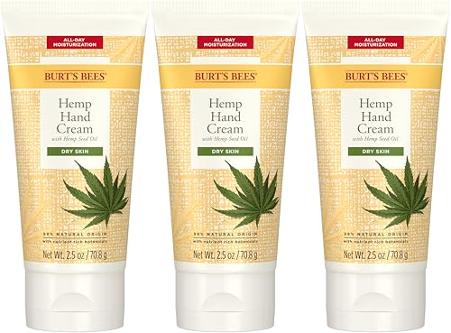 Burt's Bees Hemp Seed Oil Hand Cream for Dry Skin, 2.5 Oz, Pack of 3 (Package May Vary)