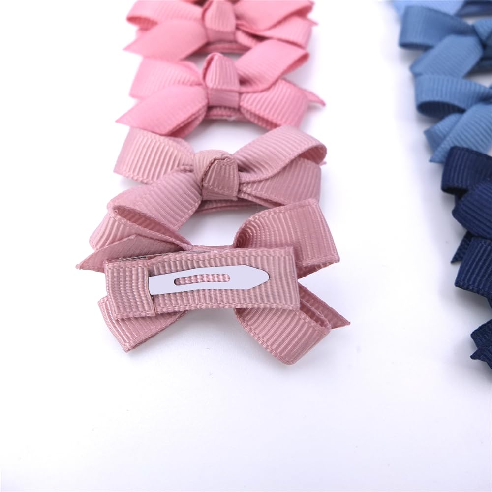 Boutique Baby Hair Clips Toddler Tiny Hair Bow Snap Clips in Fringe Bangs Hair Accessories Infant Baby Girls Kids Hair Bows (16 Colors)