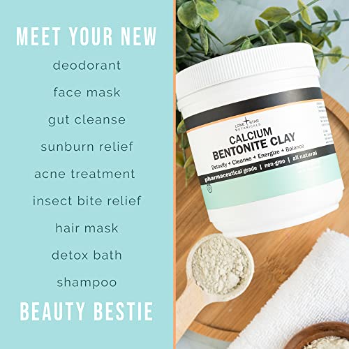 Calcium Bentonite Clay Healing Powder - Pure Pharmaceutical - Face, Body & Hair Detox Mask, Natural Mud Masks, Deep Pore Cleansing for Health & Beauty
