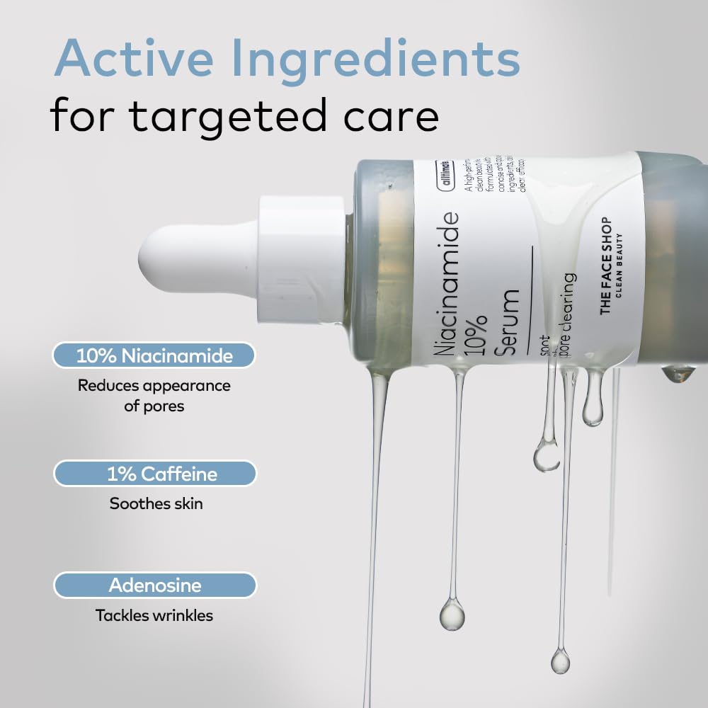 The Face Shop Alltimate Niacinamide 10% Serum for Face with Caffeine & Peptide, Korean Skin Care, Oil Control & Pores Reducer, Improve Skin Elasticity, Face Serum for Sensitive Skin, Non-comedogenic