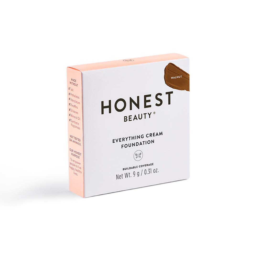 Honest Beauty Everything Cream Foundation DemiMatte Lightweight MediumtoFull Coverage Talc Free Dermatologist Tested Cruelty Free oz, Walnut : deep, neutral undertones, 0.31 Ounce