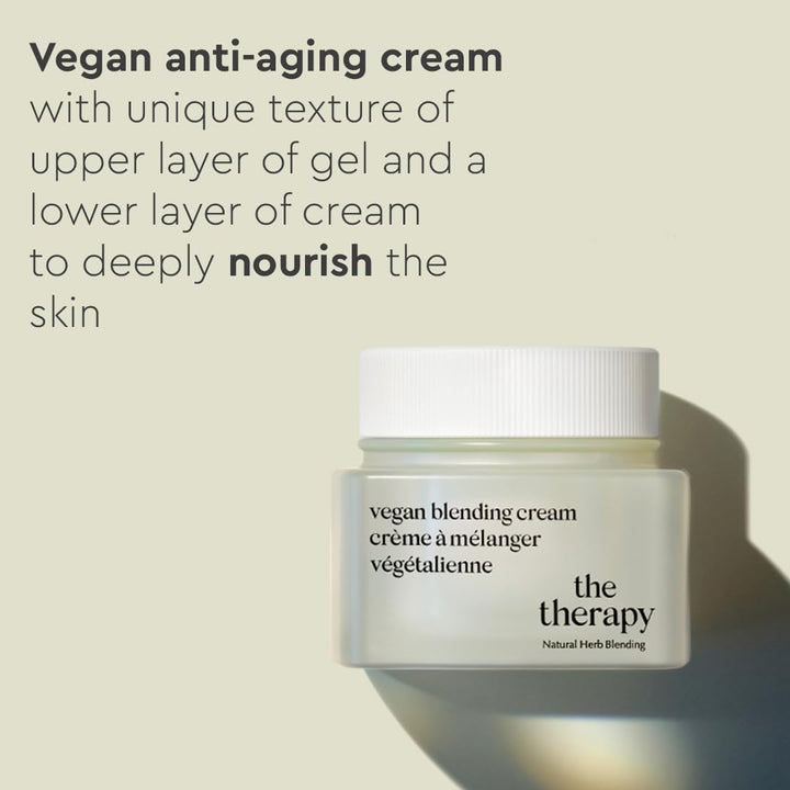 The Face Shop The Therapy Vegan Blending Cream Face Moisturizer - Soothing, Anti-Aging, Anti-Wrinkle, Firming Cream - Refillable - Face Cream Ideal for Sensitive & Dry Skin - Korean Skin Care