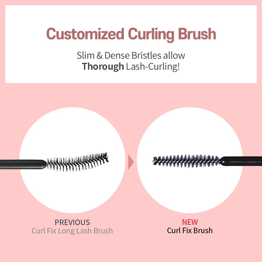 ETUDE Curl Fix Mascara #1 Black | A curl fix mascara that keeps fine eyelashes powerfully curled up for 24 hours by ETUDE's own Curl 24H Technology, Korean Makeup, Kbeauty, Perfect for Gift