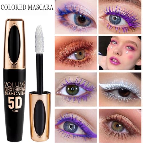 Brown Colored Waterproof Mascara - Long Lasting, Thick Eye Lash, 5D Silk Fiber, Smudge-Proof, Volumizing, Lengthening, Curling Color Mascara for Makeup, Party & Stage Use