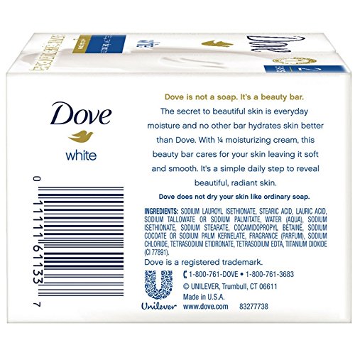 DOVE Beauty Bar White 4 oz, 2 Bar (Pack of 12)