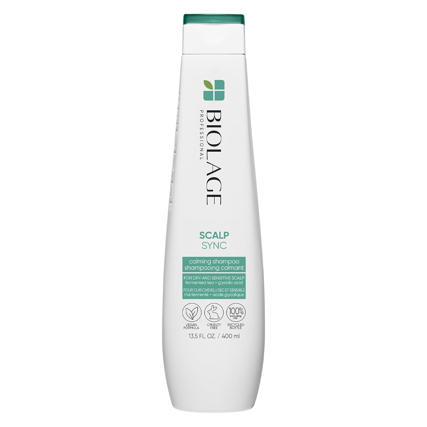 Biolage Scalp Sync Calming Shampoo - Gently Cleanses Dry & Sensitive Scalps, Hydrates & Soothes, Fermented Tea Blend & Glycolic Acid, Vegan & Paraben-Free, 13.5 Fl Oz, Packaging May Vary