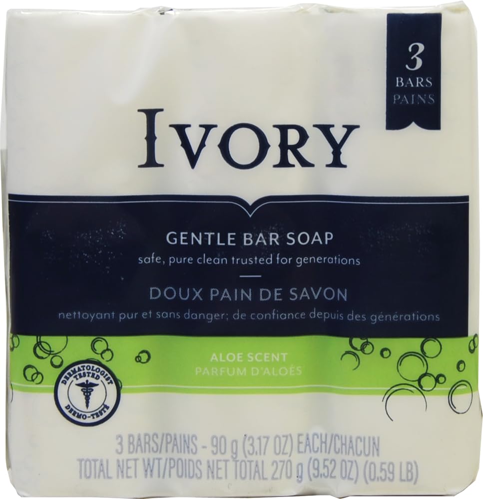 Ivory Simply Ivory Aloe Bath Bar, 3 Count