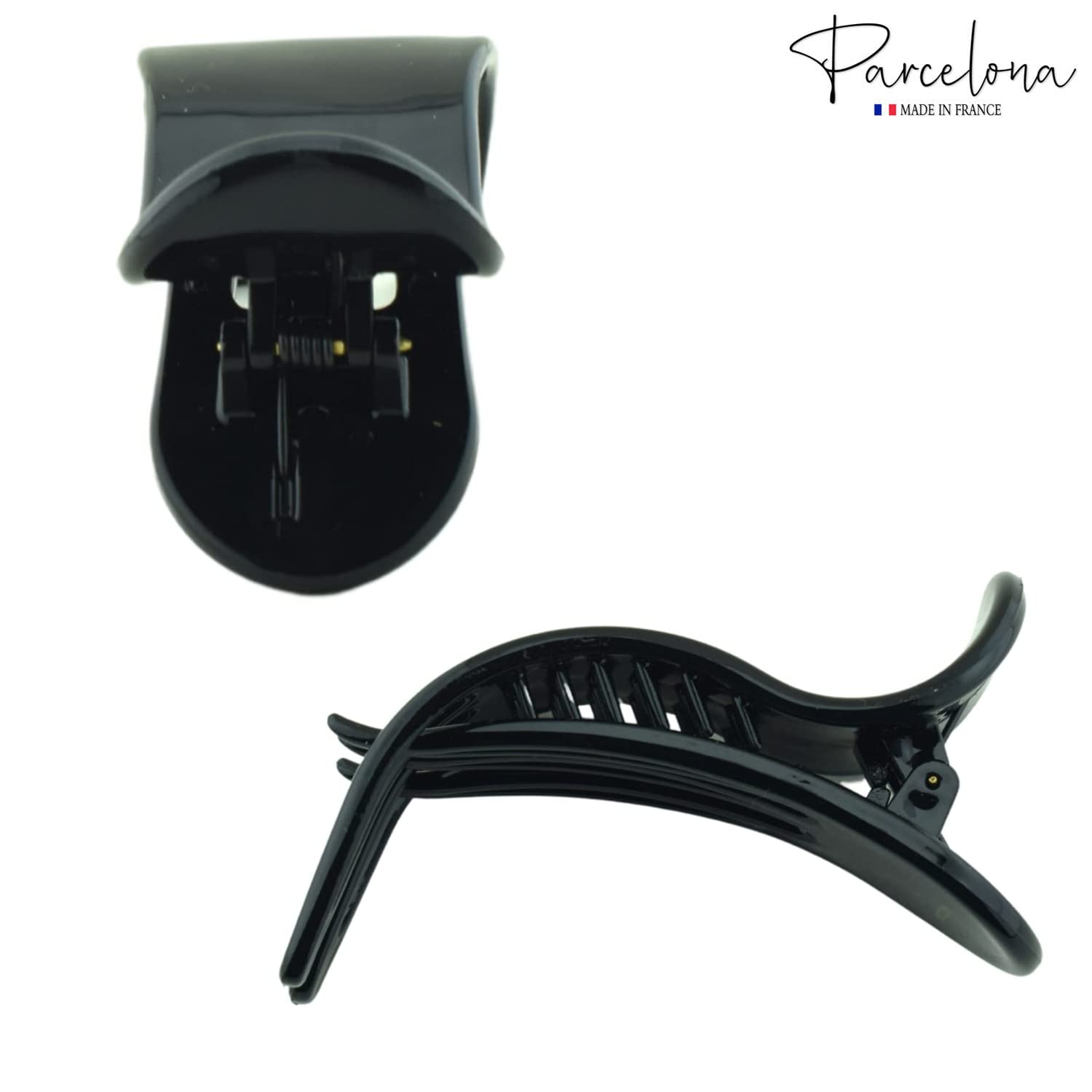 Parcelona French Simply Bear Paw Black Celluloid Medium Side Slide In Jaw Yoga Hair Claw Clip Clamp