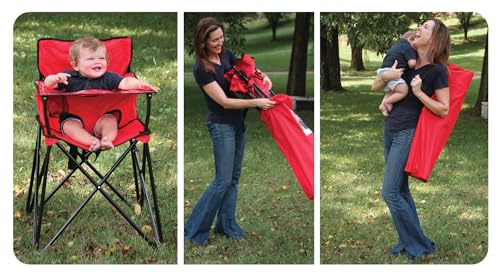 ciao! baby Portable High Chair for Babies and Toddlers, Compact Folding Travel High Chair with Carry Bag for Outdoor Camping, Picnics, Beach Days, and More (Red)