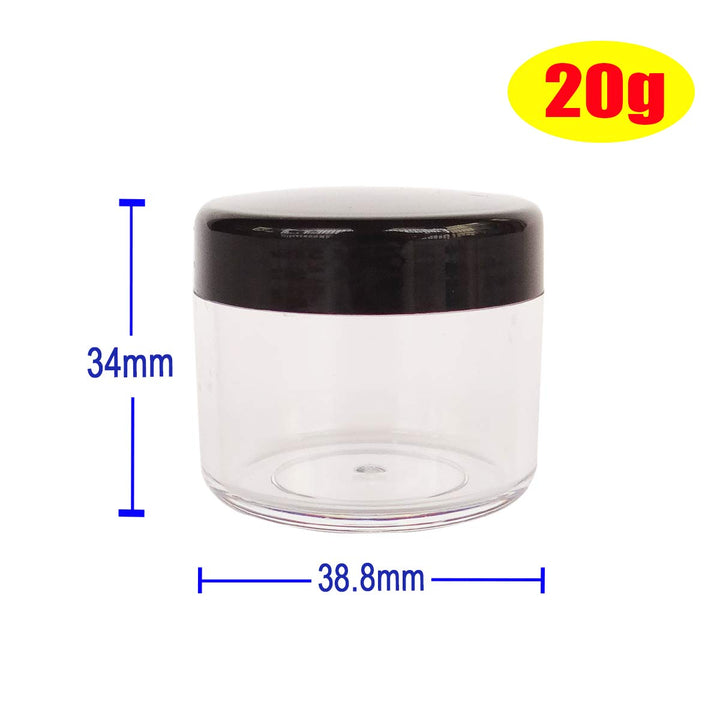 GreatforU Multi-Colored: 16Pcs 20 Gram 20Ml Jars, Small Cosmetic Sample Empty Container, Plastic Round Pot Screw Cap Lid, Tiny 20G Bottle for Makeup, Eye Shadow, Nails, Powder, Jewelry, Fre