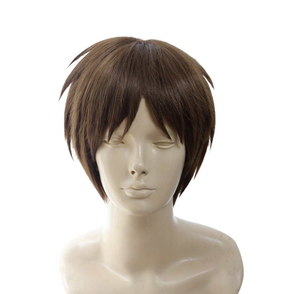 Yesui Short Men Cosplay Wigs Brown Straight Hair Wig for Boy Halloween Costumes Party Anime 12 inch