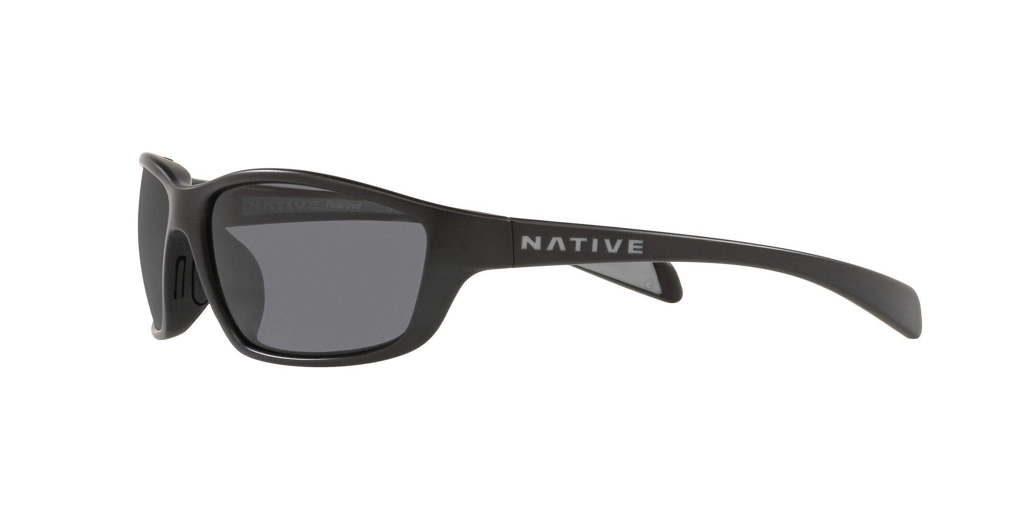 Native Eyewear Kodiak Polarized Rectangular Sunglasses, Matte Black/Gray, 60 mm