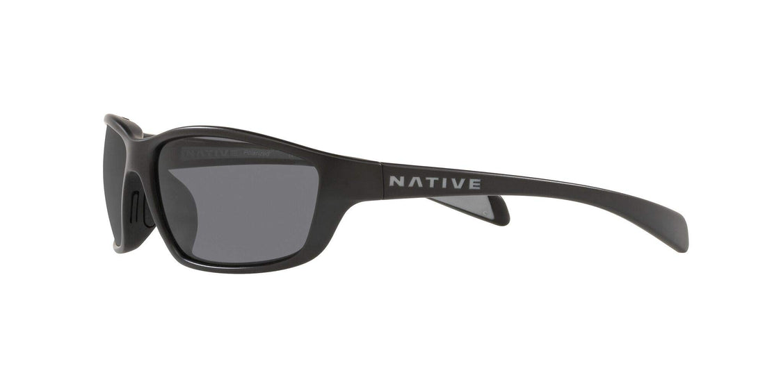 Native Eyewear Kodiak Polarized Rectangular Sunglasses, Matte Black/Gray, 60 mm