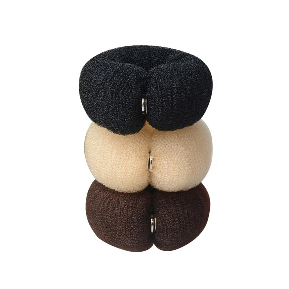 UPSTORE 3Pcs Donut Hair Bun Maker Roll Tool Hair Ring Doughnut Hair Bun Maker DIY Hair Foam Ring Shaper Snap Hair Roll Bun Tool Magic Hair Styling Tool for Women (3 Colors)