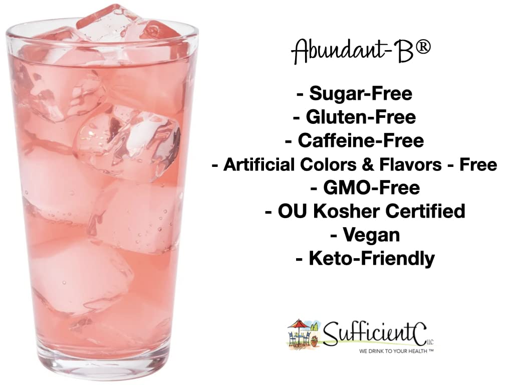 Sufficient-C Abundant-B High-Dose Methyl B-12 and Biotin Pink Lemonade Energy Drink Mix Solution - Flavor w/Function in Each Refreshing sip!