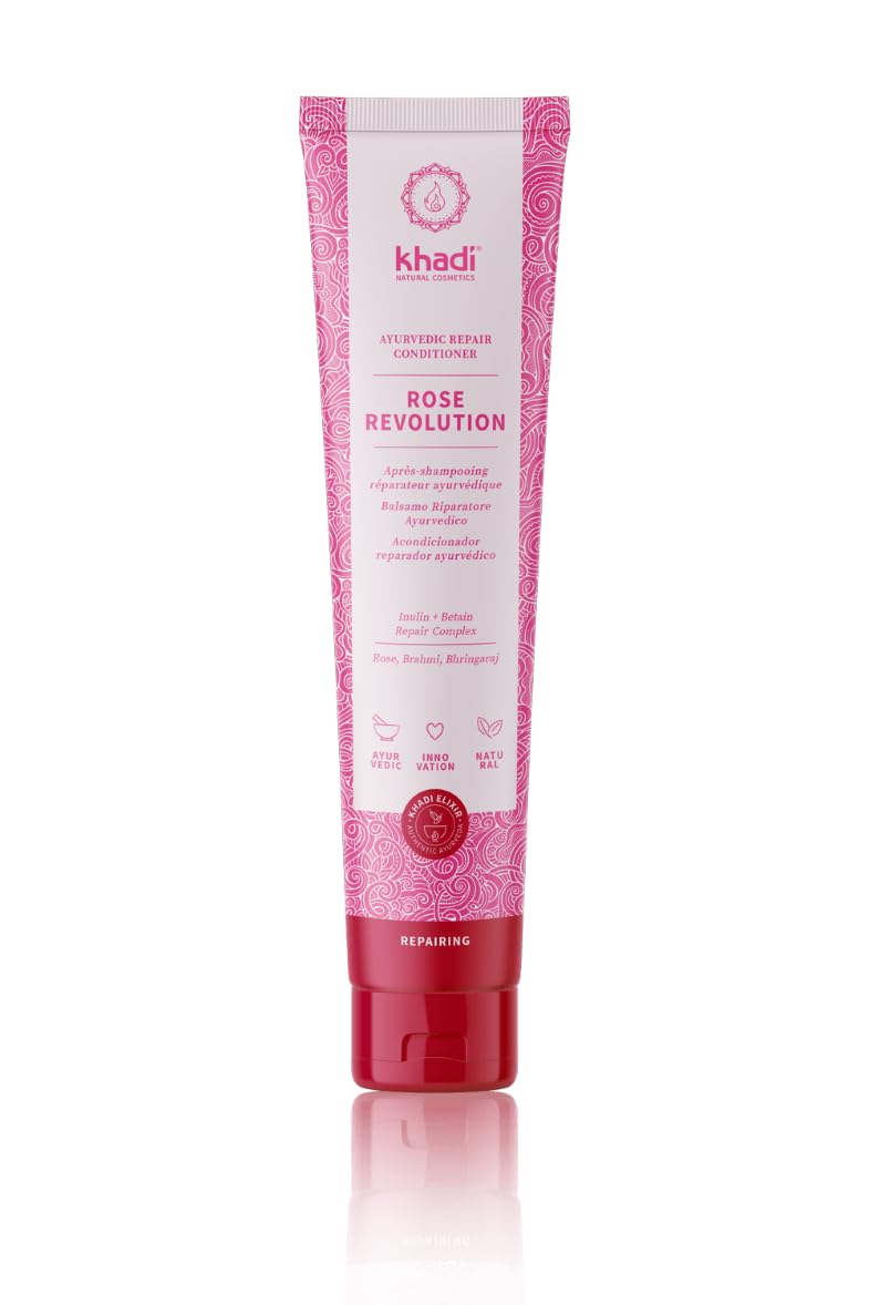 KHADI ROSE REVOLUTION Ayurvedic Repair Conditioner, Instant combility and daily care without silicones, 100% natural, vegan & sulfate-free, Certified Natural Cosmetics, 6.7oz