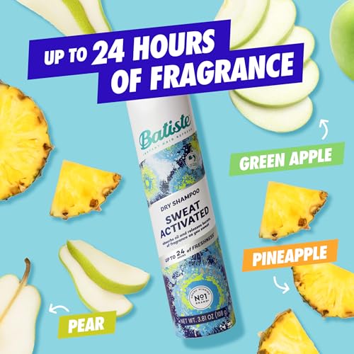 Batiste Sweat Activated Dry Shampoo, Neutralizes Odor for Up to 24 Hours & Prevents Sweat Buildup in Hair, Waterless Shampoo, 3.81 Oz
