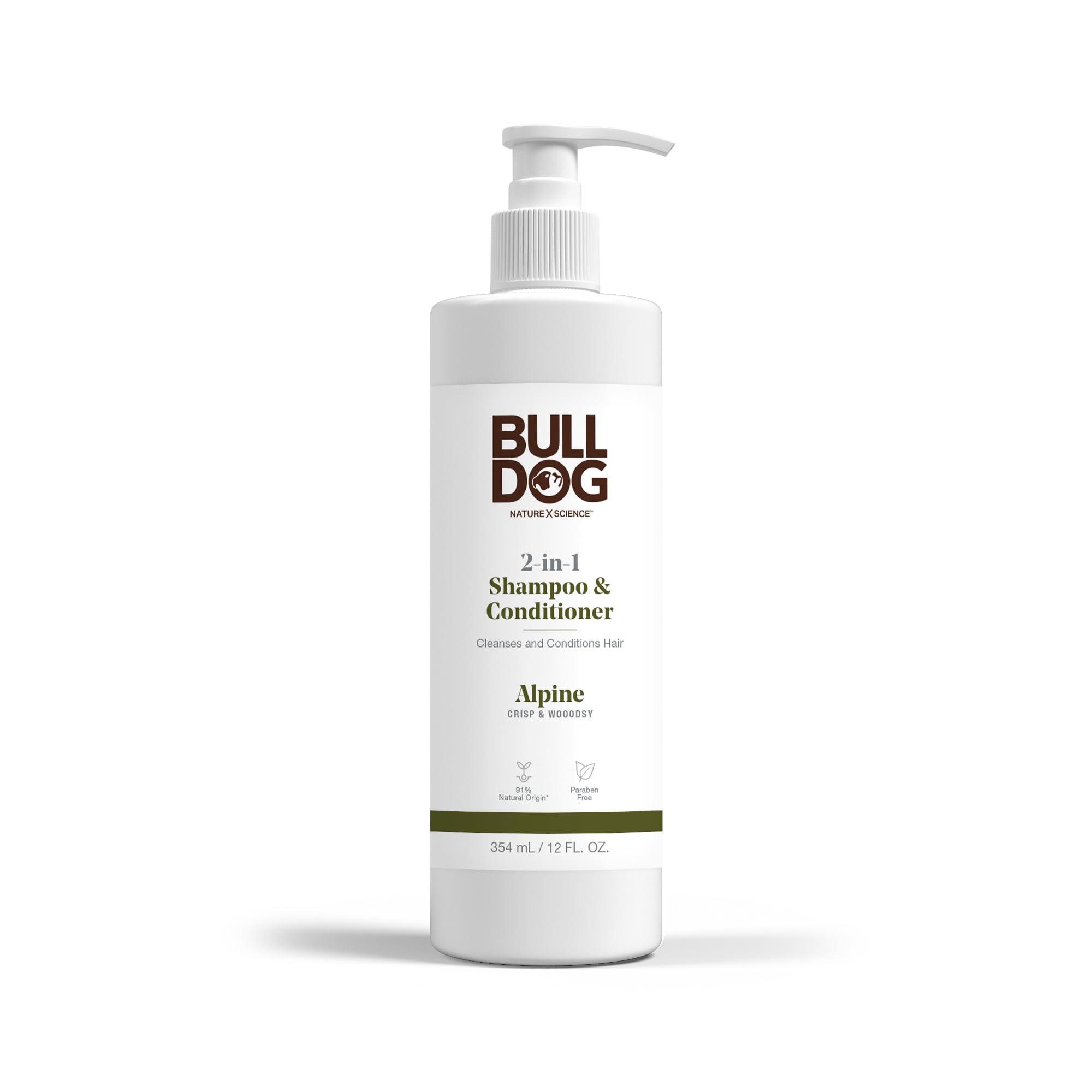 Bulldog Mens Skincare and Grooming 2-in-1 Shampoo and Conditioner, Alpine, 12 Fluid Ounces