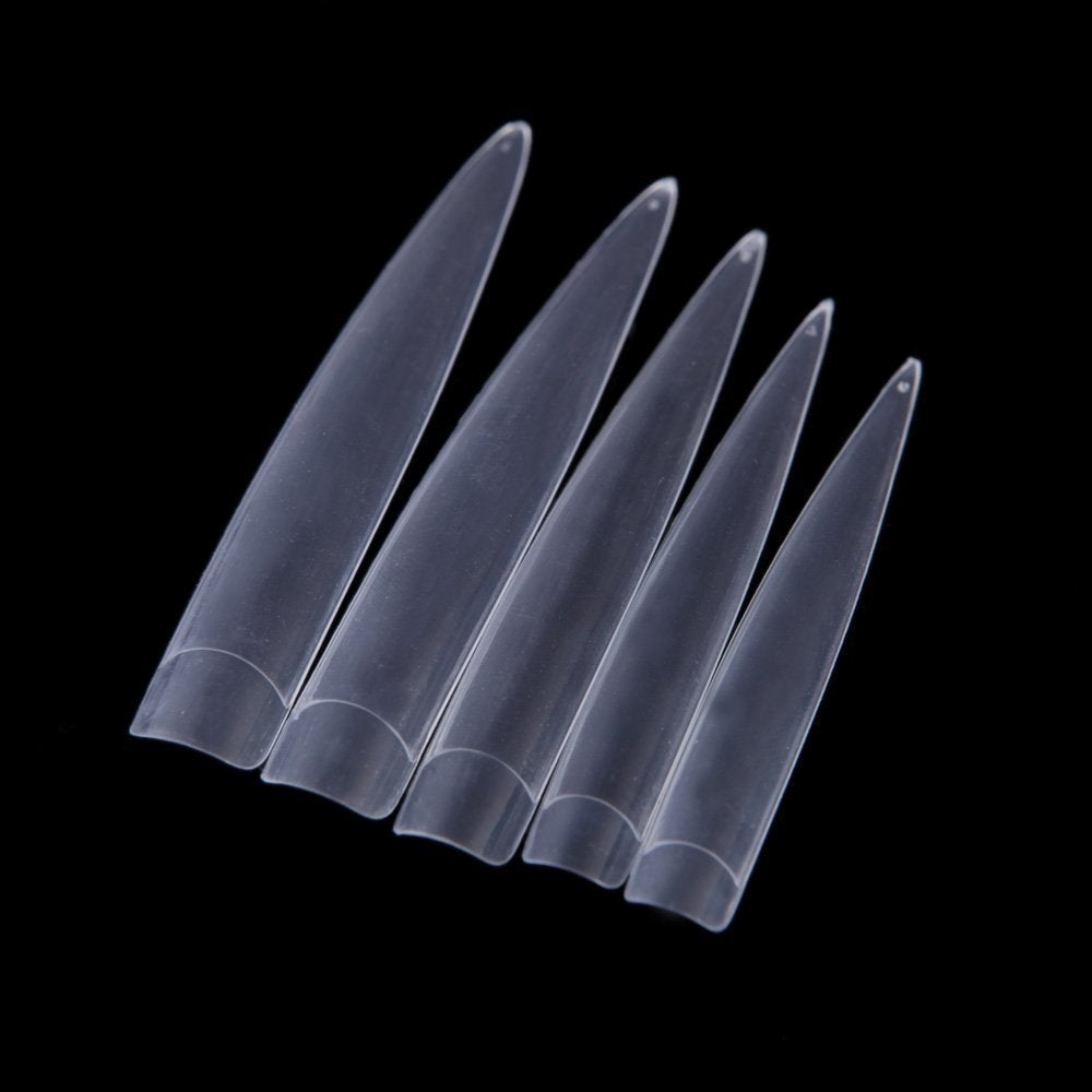 YimartÃ‚® 120pcs White/Clear/Natural Long Sharp Stiletto Fake Nail Tip False Nail Art Tips (Clear)