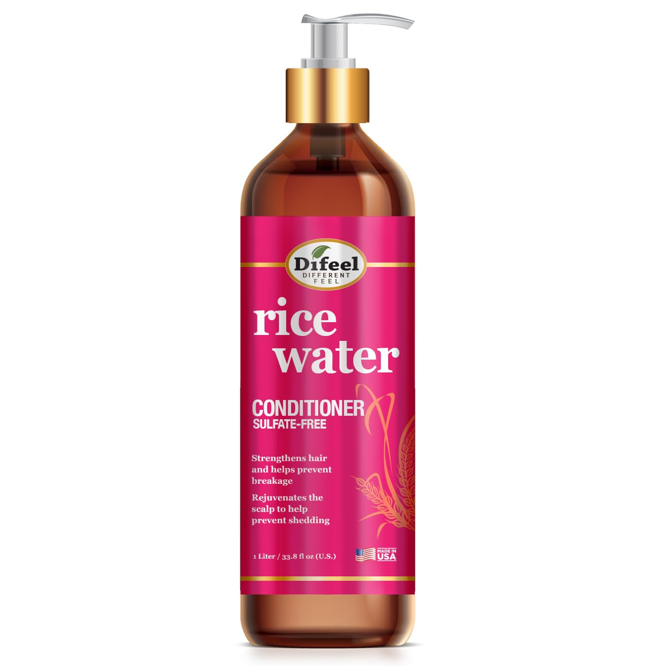 Difeel Rice Water Conditioner 33.8 oz. - Strengthening, Sulfate Free Natural Hair Conditioner