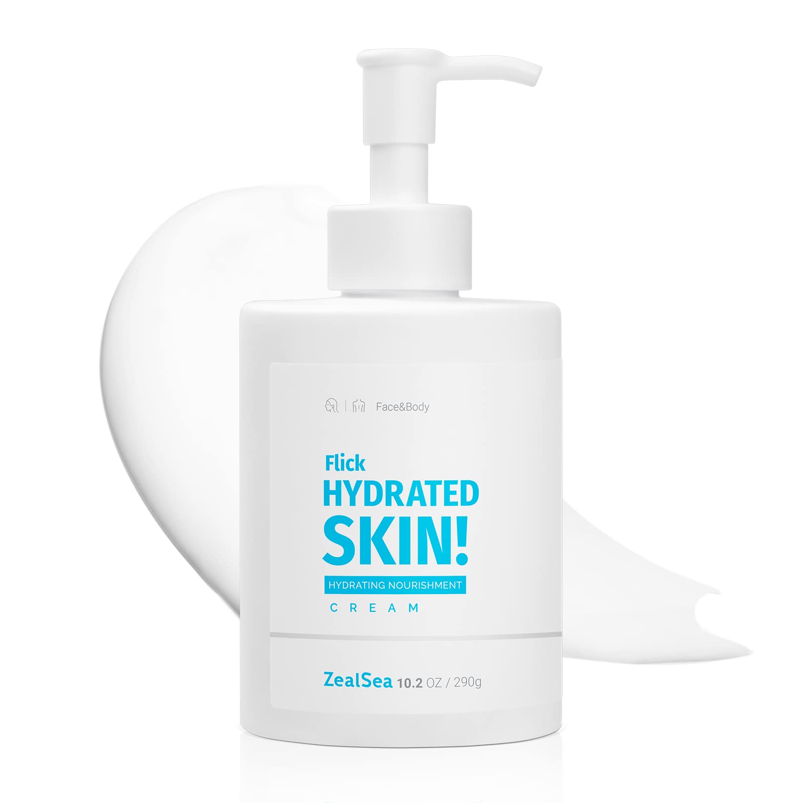 ZealSea Face Moisturiser Lotion with Hyaluronic Acid & Ceramide & Aloe Vera, Hydration Moisturiser for Normal To Dry Sensitive Skin, Facial and Body Hydrating Moisturizing Cream - 290 ml