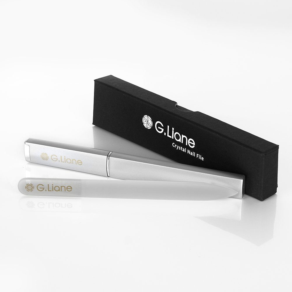 Glass Manicure File In Case G.Liane Shape And Smooth Nail File Tool Best For Gentle & Safe Nail Care Kit For Beautiful Fingernails (Clear Pointed)