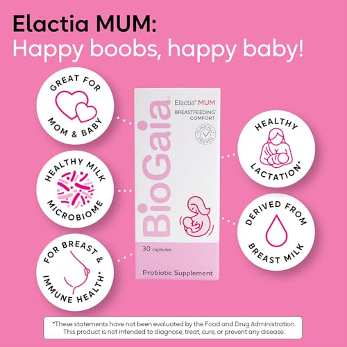 BioGaia Elactia Breastfeeding Probiotic | Lactation Supplements | Newborn Essentials and Probiotics for Both Mom & Baby | Daily Supplement for Healthy Lactation | 30 Count | Breastfeed Happy