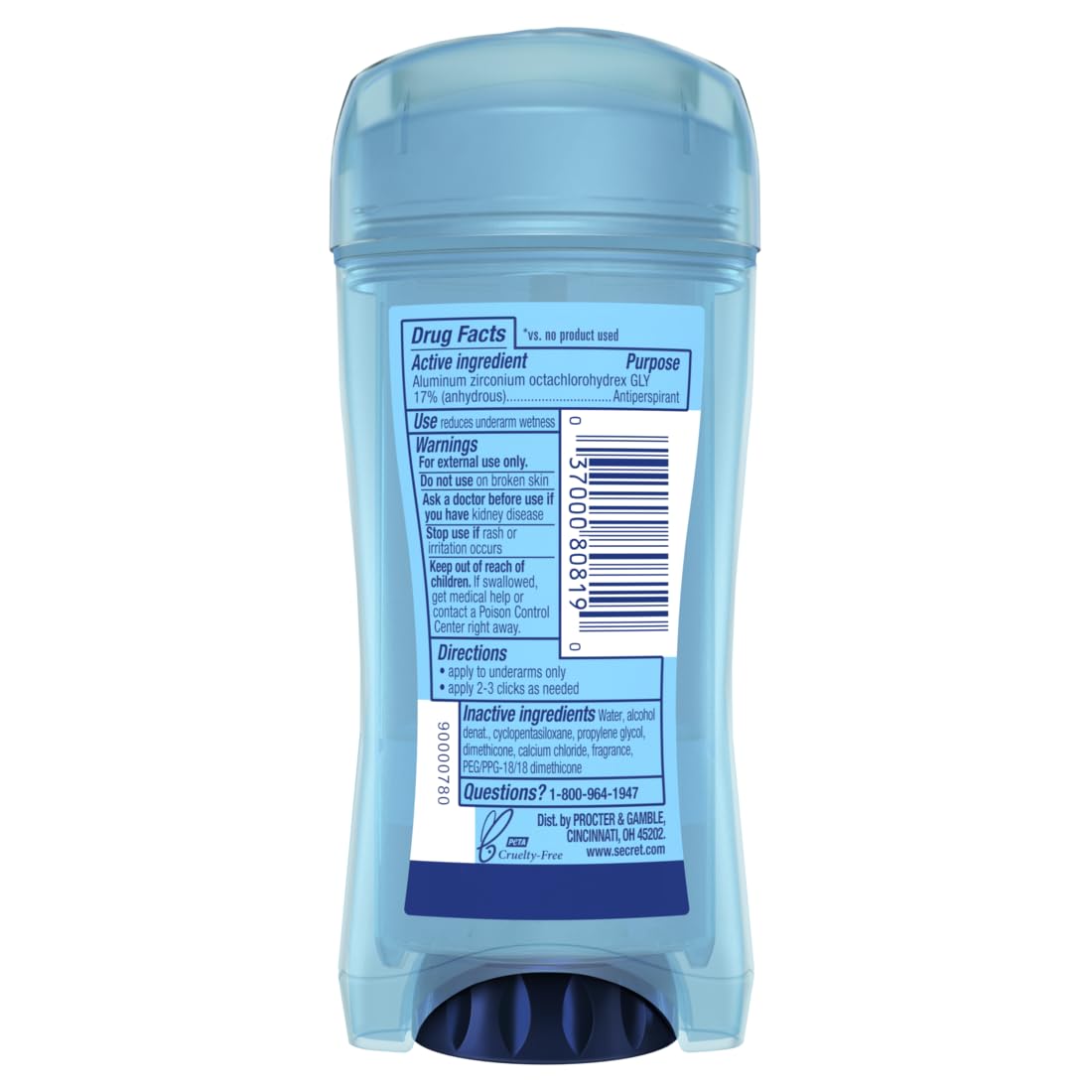 Secret Outlast Clear Gel A/P Deodorant Protecting Powder 2.7 oz. (Pack of 2)