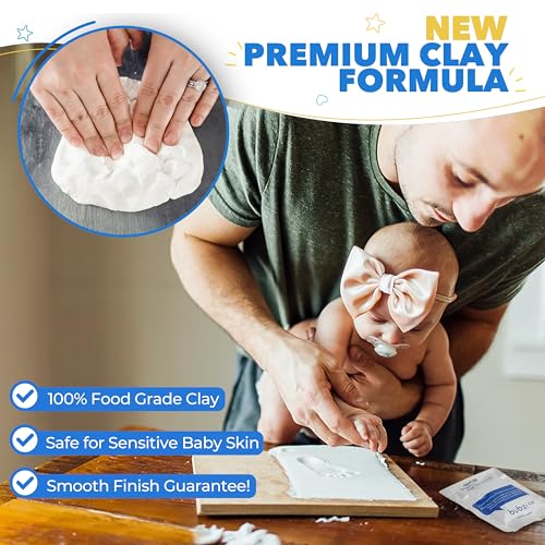Bubzi Co Baby Footprint Kit, Baby Foot and Hand Print Kit, Baby Keepsake Frame, Nursery Pictures Frames, Hand Print Mold Kit, New Mom Gifts, Baby Newborn Essentials Must Haves, Baby Shower Gifts