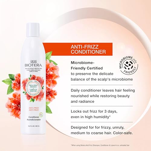 Biotera Anti Frizz Smoothing Conditioner | Frizzy or Unruly Hair | Microbiome Friendly | Vegan & Animal Test Free | Paraben Free | Color-Safe | 32 Fl Oz