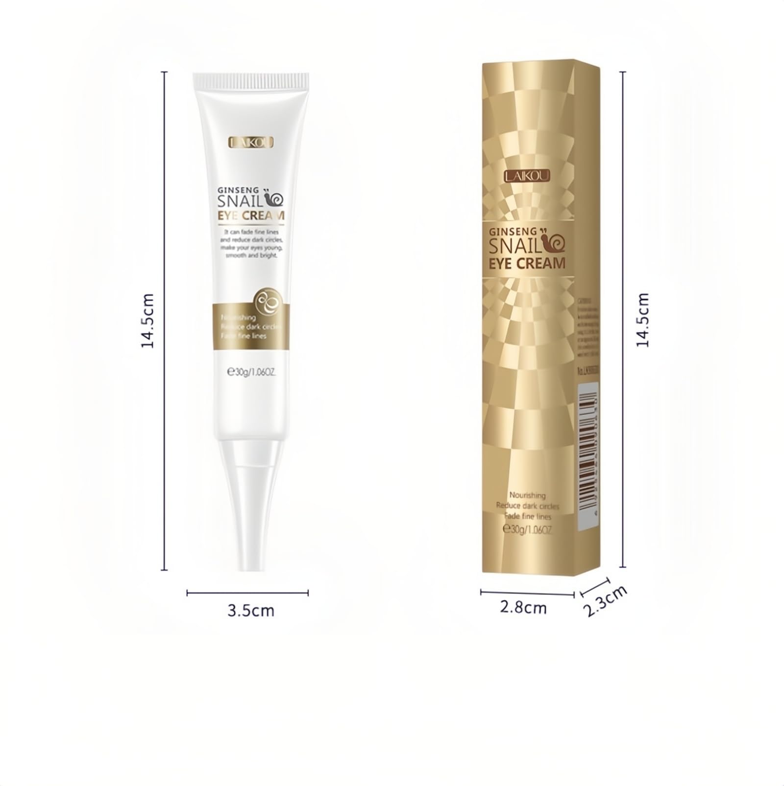 BSMKCL Snail Eye Cream with Red Ginseng for Women Under Eye Dark Circles, Eye Bags, Fine Lines Snail Essence Eye Cream Moisturizing & Nourishing Skin Care 30g