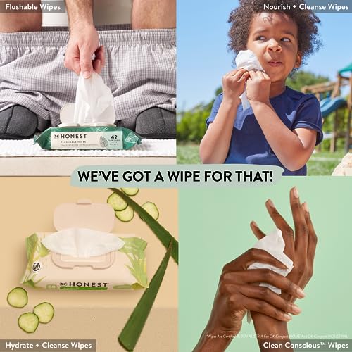 The Honest Company Clean Conscious Multi-Use Wipes | Hypoallergenic + Unscented for Sensitive Skin | Over 99% Water, Compostable, Plant Based, Baby Wipes | Pattern Play, 10 Count