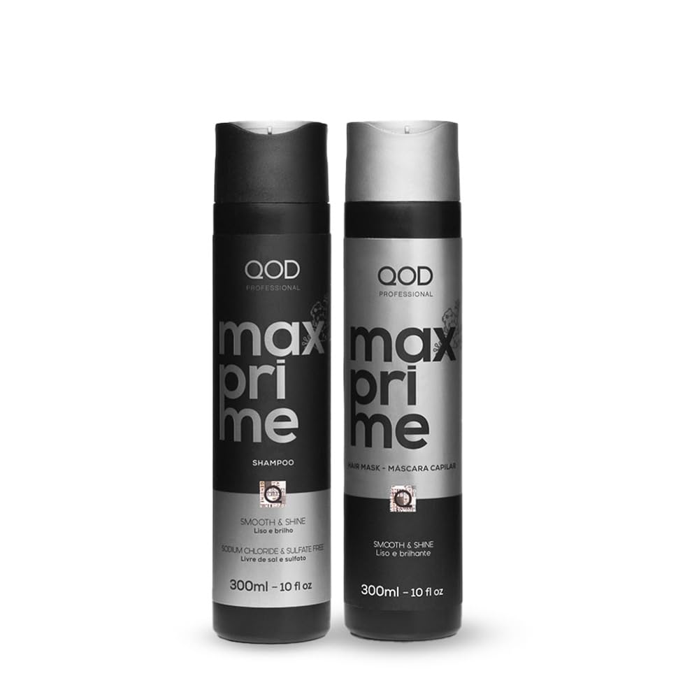 QOD PRO Max Prime Shampoo and After Straightening Mask Set | For Straight or Straightened Hair | Prolong the Smooth Effect of Hair Treated with Straightening Treatment | 300ML -10 FL OZ each