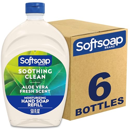 Softsoap - US05264A SOFTSOAP Liquid Hand Soap Refill, Soothing Aloe Vera, 50 Ounce Bottle, Bathroom Soap, Bulk Soap, Moisturizing Hand Soap, Premium Scented Hand Soap (Pack of 6) Packaging May Vary