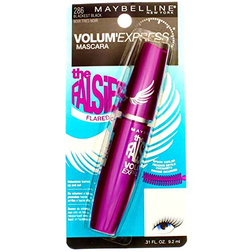Maybelline New York, Volum' Express The Falsies Flared Washable Mascara, Blackest Black 00, 1 Count