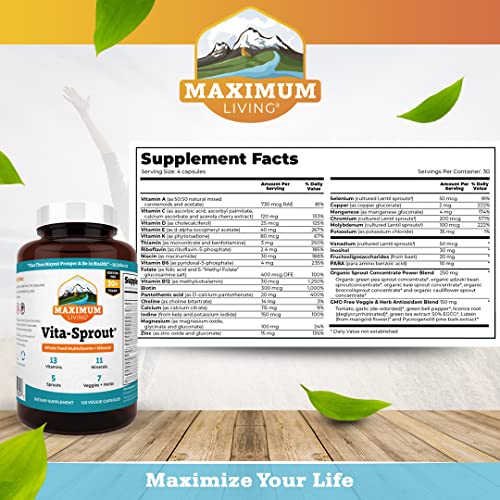 Maximum Living - Vita-Sprout Whole-Food Multivitamin & Phytonutrient Blend - 120 Capsules