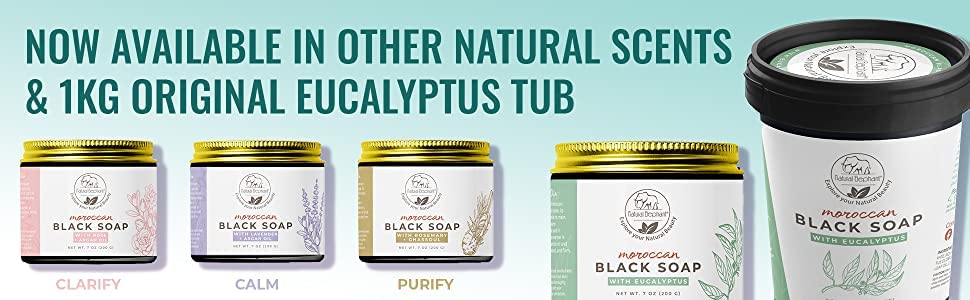 Natural Elephant Moroccan Black Soap With Eucalyptus Essential Oil 200G (7Oz)