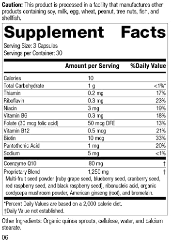 Standard Process Inc. B Vitality with CoQ10 - Supports Cellular Processes with Thiamine,Biotin,CoQ10, Vitamin B12,Riboflavin, Niacin,Vitamin B6,Folic Acid,Pantothenic Acid,Ginseng - 90 Capsules