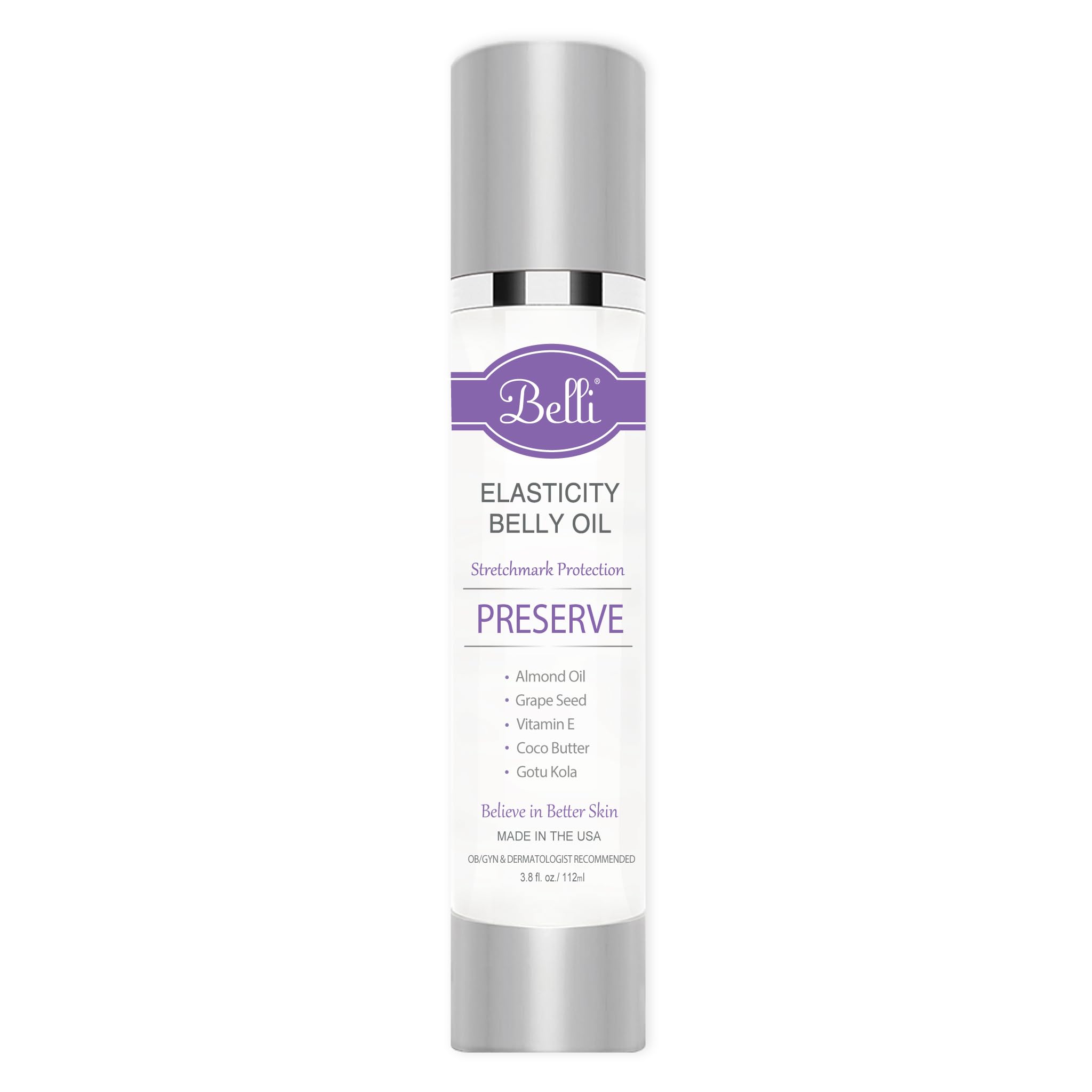 Belli Elasticity Belly Oil ââ‚¬â€œ Stretch Mark Protection for Smooth, Healthy Skin ââ‚¬â€œ OB/GYN and Dermatologist Recommended ââ‚¬â€œ 3.8 oz.