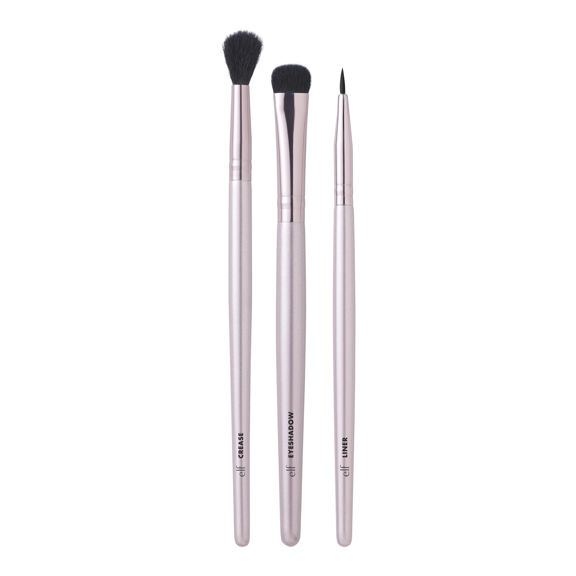 e.l.f. No Budge Brush Trio, 3-Piece Eyeshadow Brush Set For Applying & Blending Color, Use With The No Budge Cream Eyeshadows, Vegan & Cruelty-Free