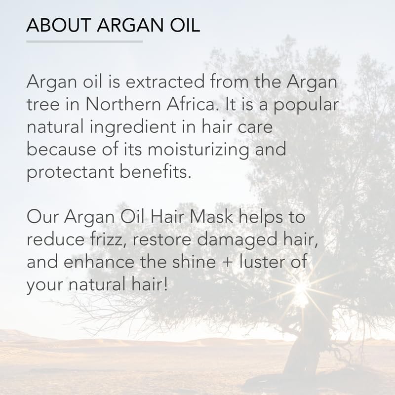 Pure Body Naturals Hair Mask, 8 Fluid Ounces - Argan Oil Deep Conditioning Treatment for Damaged Hair, Hair Growth, Curly Hair