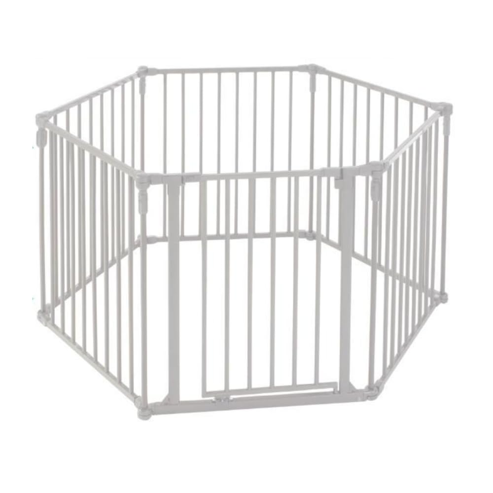 Toddleroo by North States 3 in 1 Metal Superyard 6 Panel Play Yard, Baby Gate, Playpen or Extra Wide Baby Fence, 151 Wide. Wall Mount Kit Included. 10 sq ft play yard (30 tall, Taupe)