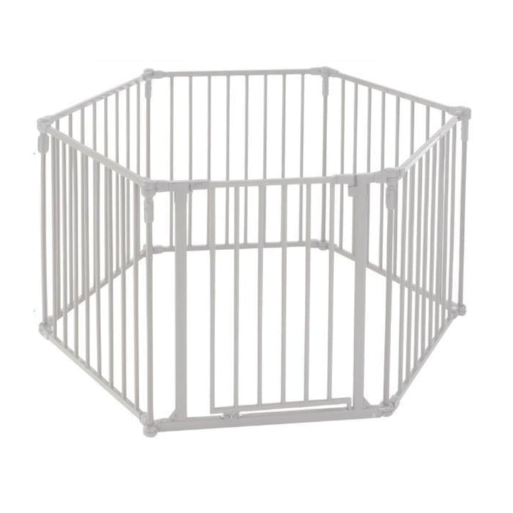 Toddleroo by North States 3 in 1 Metal Superyard 6 Panel Play Yard, Baby Gate, Playpen or Extra Wide Baby Fence, 151 Wide. Wall Mount Kit Included. 10 sq ft play yard (30 tall, Taupe)